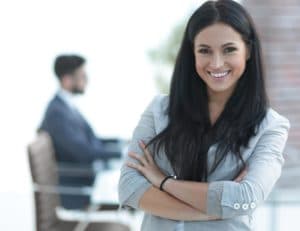 Smiling woman in the office